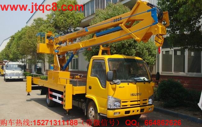 慶鈴18米高空作業(yè)車(國(guó)四)(單排座)采用慶鈴底盤加裝上裝部分而成;液壓式三節(jié)折疊臂,最大作業(yè)高度18米,作業(yè)輻度5.7米; 采用國(guó)產(chǎn)、進(jìn)口換向閥及液壓油缸,換向平穩(wěn),操作靈活方便;隨車安裝四個(gè)液壓支腿,以保證整車在操作時(shí)的穩(wěn)定性與安全性;支腿與工作臂互鎖,安全可靠,防止誤操作過位.
